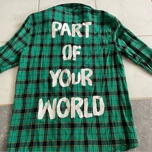 Cakeworthy Disney's Ariel Part Of Your World green Flannel button down